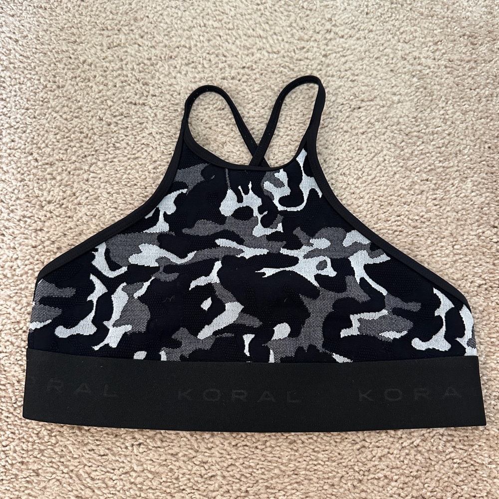 Koral Black and Gray Camo Sports Bra